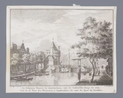Gezicht op de Schreierstoren in Amsterdam
