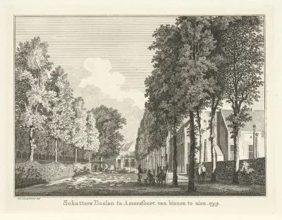 Gezicht op de Schuttersdoelen te Amersfoort, 1759