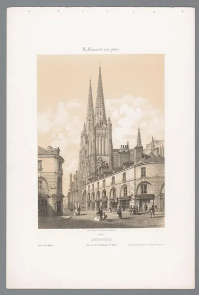 Gezicht op de Sint-Andreaskathedraal te Bordeaux