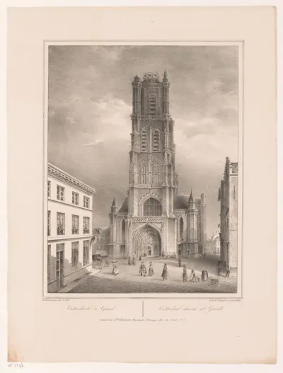 Gezicht op de Sint-Baafskathedraal te Gent