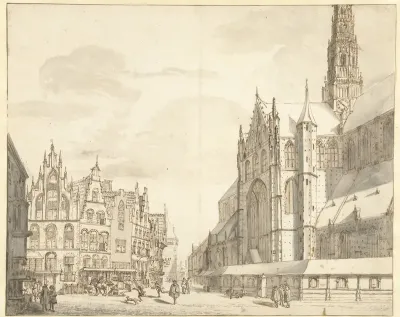 Gezicht op de Sint Bavo te Haarlem