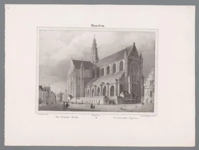 Gezicht op de Sint-Bavokerk te Haarlem