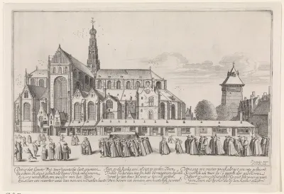 Gezicht op de Sint-Bavokerk, vanuit het zuidoosten