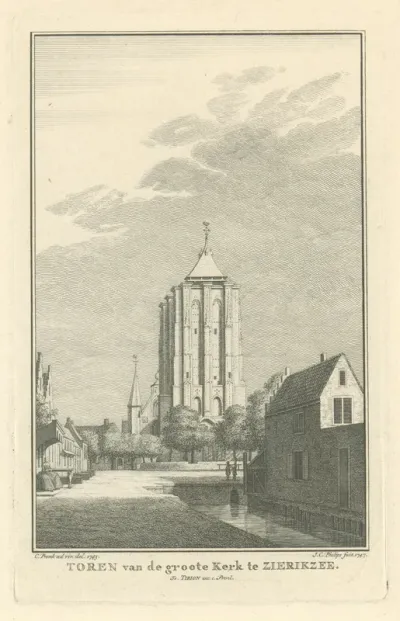 Gezicht op de Sint-Lievensmonstertoren te Zierikzee, 1743