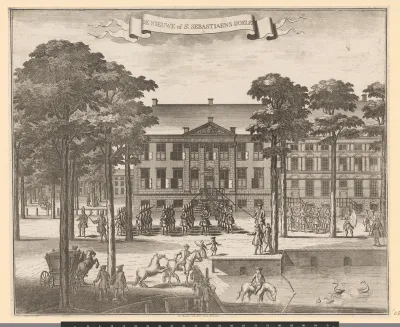 Gezicht op de Sint-Sebastiaansdoelen te Den Haag