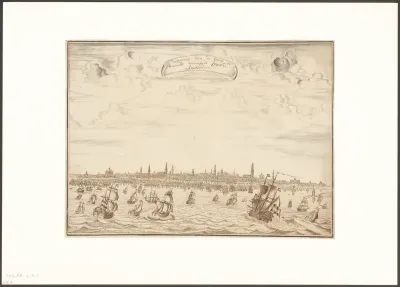 Gezicht op de stad Amsterdam vanaf het IJ