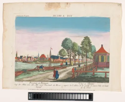 Gezicht op de stad Bremen gezien vanaf de westzijde
