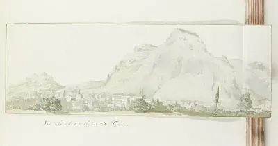 Gezicht op de stad en het kasteel van Taormina