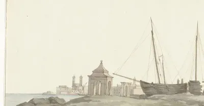 Gezicht op de stad Molfetta aan de kust