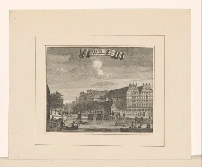 Gezicht op de Stadskorenpakhuizen en de Stadsartilleriehuizen te Amsterdam