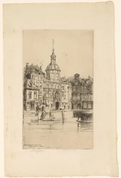 Gezicht op de stadspoort Groothoofdspoort in Dordrecht