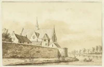 Gezicht op de stadswal van Utrecht