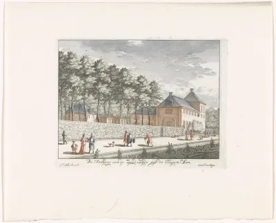 Gezicht op de stallen aan de zuidzijde van Paleis Soestdijk