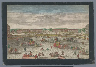 Gezicht op de stallen van het Paleis van Versailles