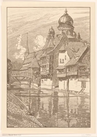 Gezicht op de synagoge van Neurenberg