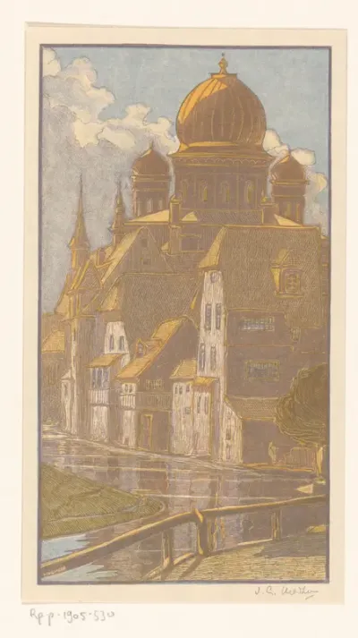 Gezicht op de synagoge van Neurenberg