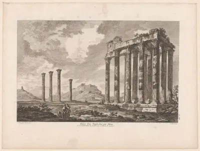 Gezicht op de Tempel van Hadrianus