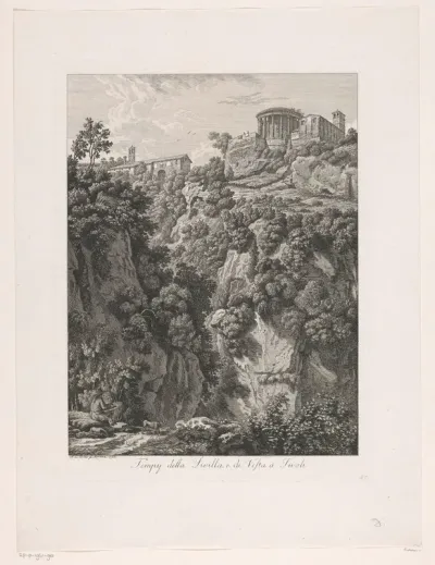 Gezicht op de tempel van Vesta bij Tivoli