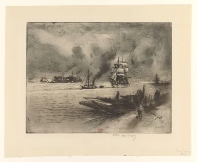 Gezicht op de Theems bij Gravesend