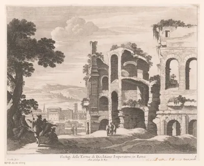 Gezicht op de thermen van Diocletianus