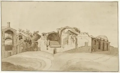 Gezicht op de Thermen van Diocletianus te Rome