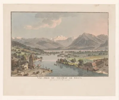 Gezicht op de Thunersee vanaf het kasteel van Thun