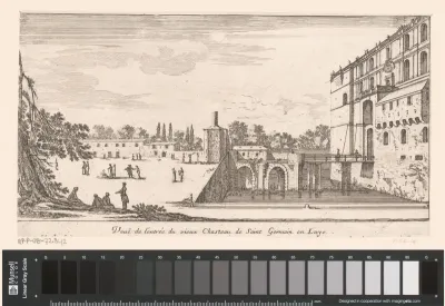 Gezicht op de toegang van het oude kasteel van Saint-Germain-en-Laye