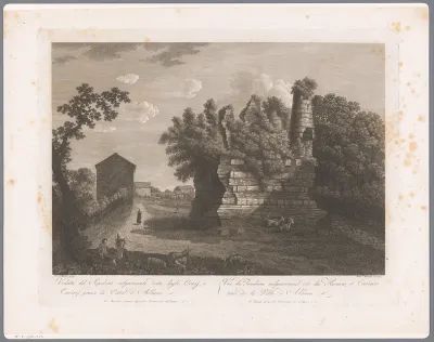 Gezicht op de tombes van Horatii en Curiatii (Albano)