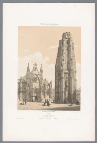 Gezicht op de toren en de Sint-Michielsbasiliek te Bordeaux