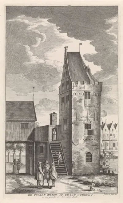 Gezicht op de toren Swych Utrecht te Amsterdam