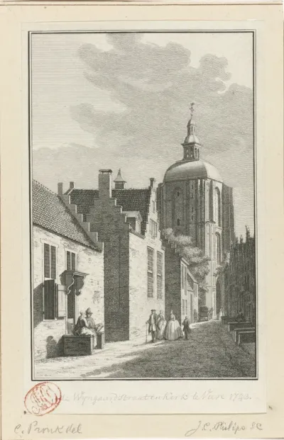 Gezicht op de toren van de Grote Kerk te Veere, 1743
