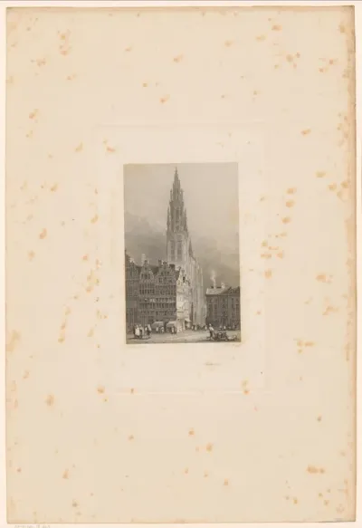 Gezicht op de toren van de Onze-Lieve-Vrouwekathedraal in Antwerpen