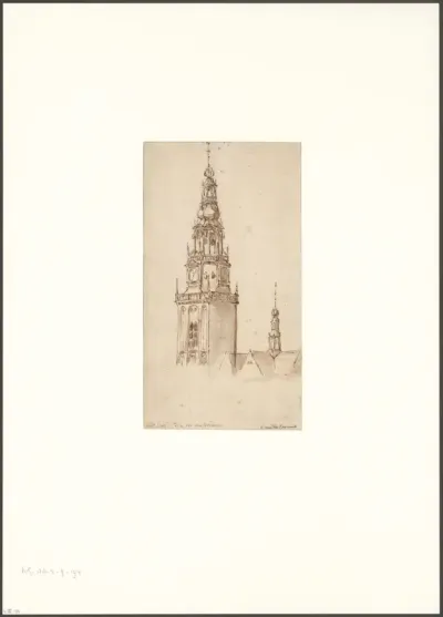 Gezicht op de toren van de Oude Kerk
