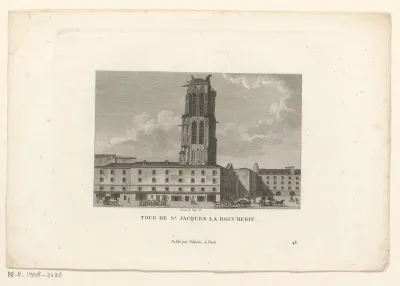 Gezicht op de Tour Saint-Jacques te Parijs
