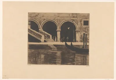 Gezicht op de trap naar de Ponte di Rialto in Venetië