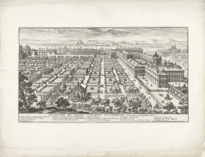 Gezicht op de tuin bij het Palazzo del Quirinale