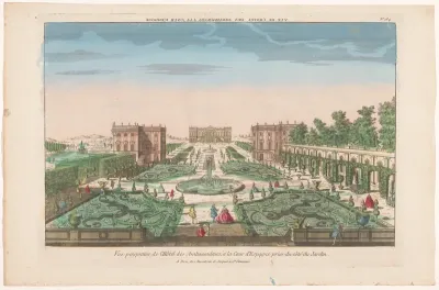 Gezicht op de tuin en het Hotel des Ambassadeurs te Spanje