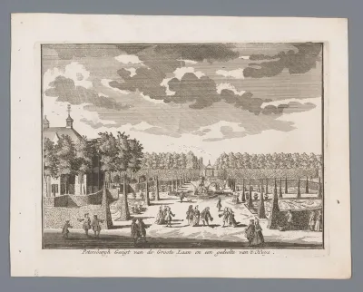 Gezicht op de tuin van huis Petersburg