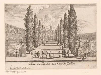 Gezicht op de tuin vanaf kasteel Gaillon