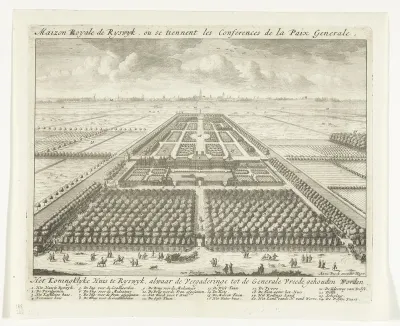 Gezicht op de tuinen bij het Huis ter Nieuburch in Rijswijk, 1697