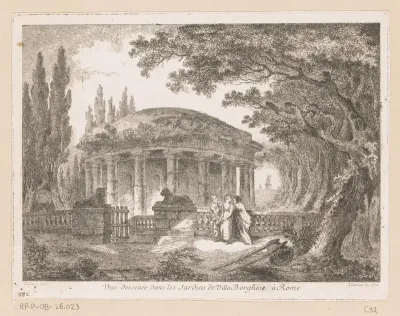 Gezicht op de tuinen van de Villa Borghese