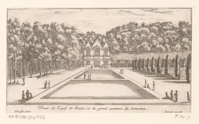 Gezicht op de tuinen van kasteel Rochefoucauld