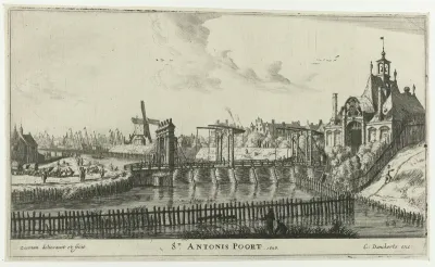 Gezicht op de Tweede Sint-Antoniespoort te Amsterdam