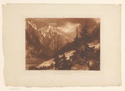 Gezicht op de vallei van Chamonix met de rivier de Arveyron