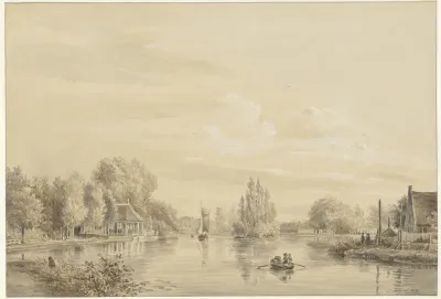 Gezicht op de Vecht naar de Hofstede Slotzigt