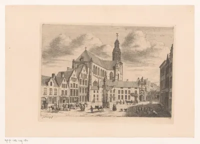 Gezicht op de Veemarkt in Antwerpen met de Sint-Pauluskerk