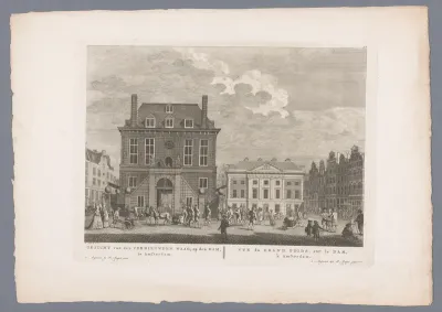 Gezicht op de vernieuwde Waag op de Dam in Amsterdam
