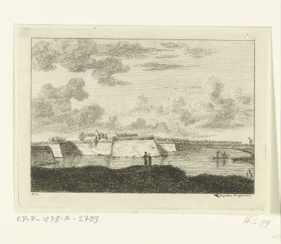 Gezicht op de vestingswallen in Naarden