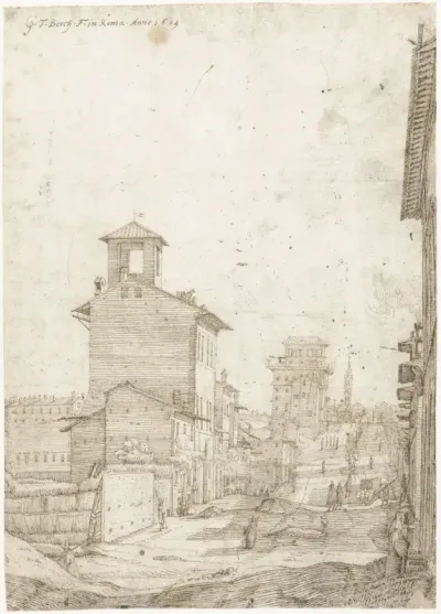 Gezicht op de Via Panisperna naar de Santa Maria Maggiore, Rome