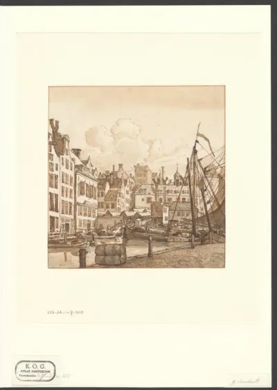 Gezicht op de vismarkt aan het Damrak